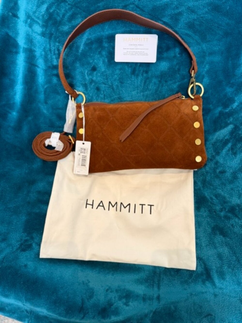 Hammitt NWT Kyle Chocolate Diamond Suede Leather Crossbody Shoulder Bag.